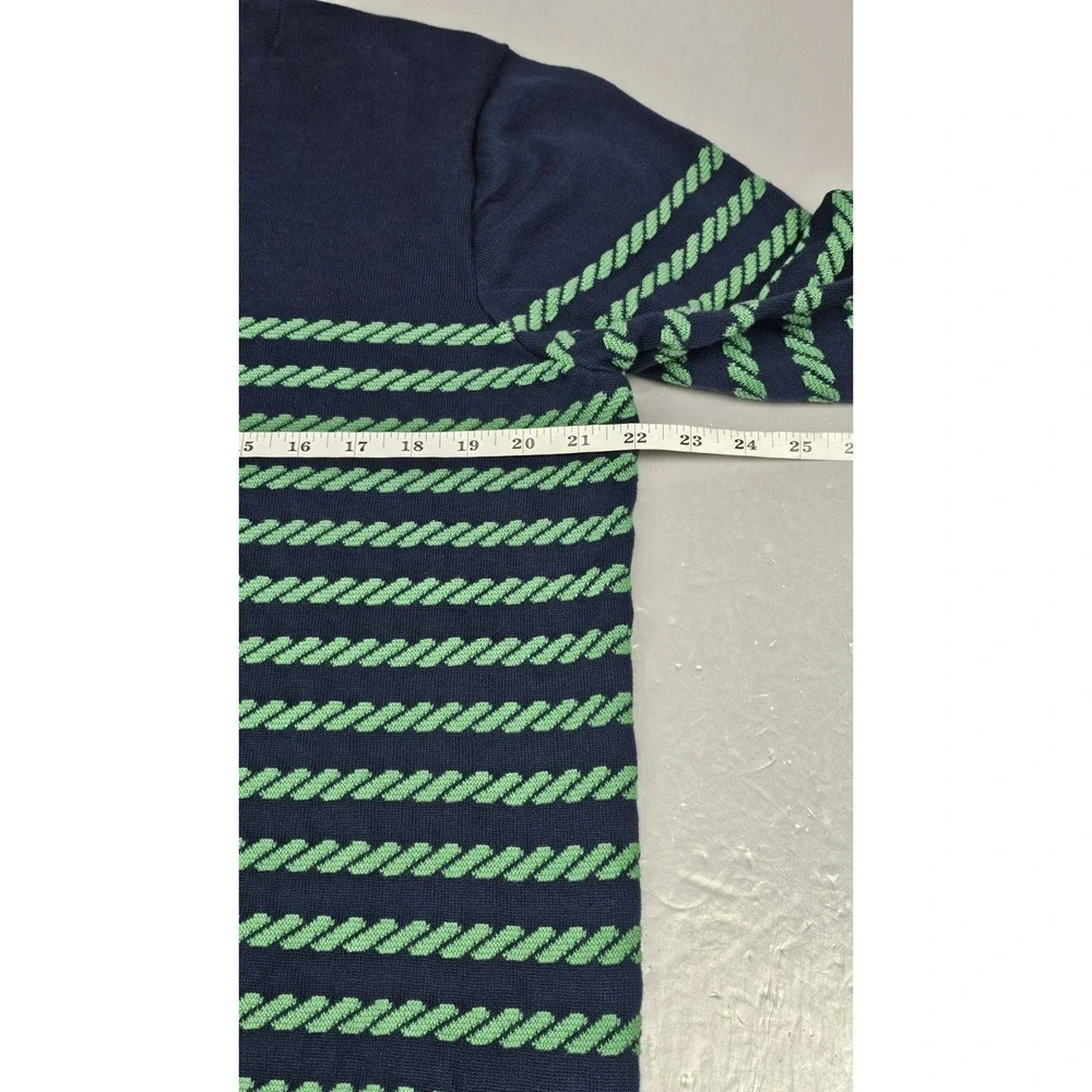 Brooks‎ Brothers Sweater Mens XL Blue Green Jacquard Mariner Stripe Crewneck